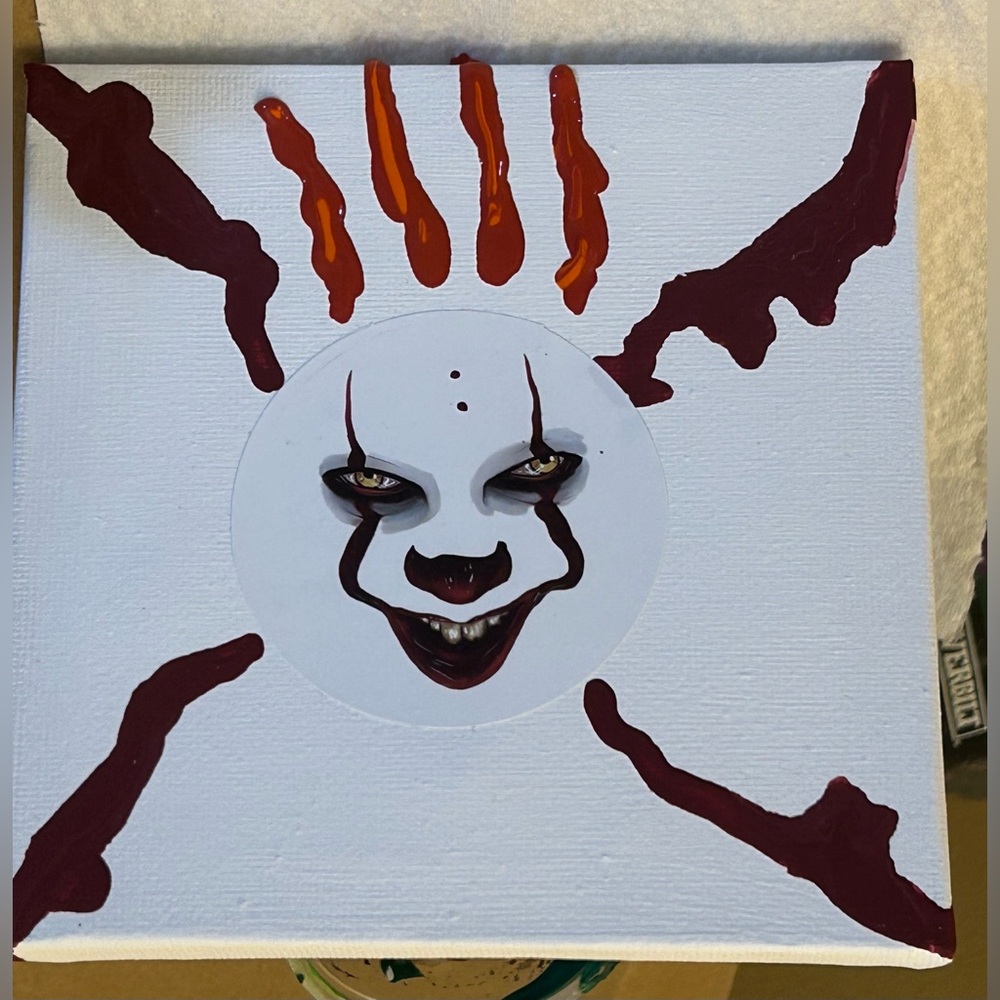 Pennywise Original One Of Kind 5x5 Painting Horror Movie It welcome To Derry